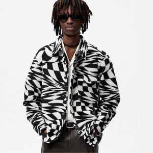 Plaid over shirt flannel black and white pattern